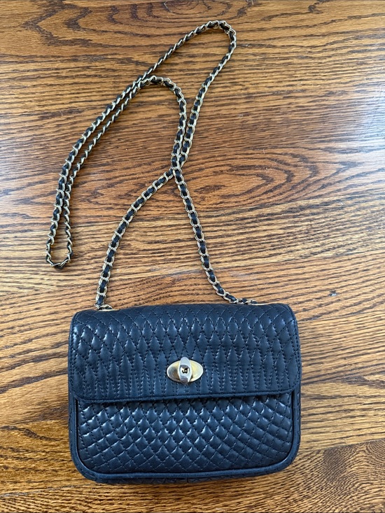 Bally Handbags - Bally Black Quilted Leather Mini Shoulder Bag with Gold Chain
